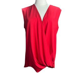 Ann Taylor Red Draped Faux Wrap Blouse Women’s Size M | Sleeveless V-Neck Top